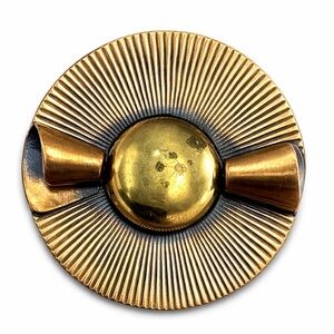 Vintage Modernist Copper & Brass Abstract Round Brooch